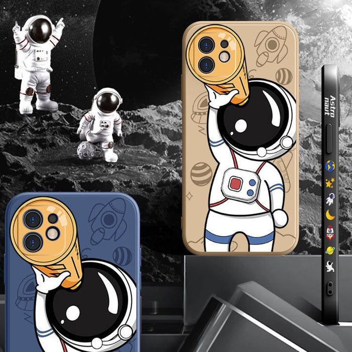 Cute Astronaut Hand Lanyard Phone Case For iPhone 14 Pro Max 11 12 Pro 13 Pro Max XS Max XR X 8 7 Plus SE Soft Bumper Back Cover