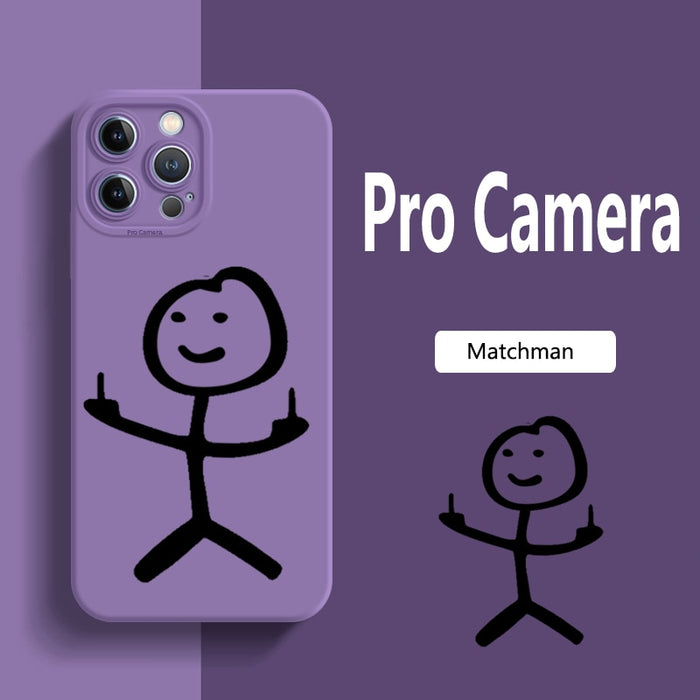 Cartoon Matchman Phone Case For iPhone 11 12 13 14 Pro Max Mini XR XS X 7 8 Plus SE2020 Shockproof Matte Soft TPU Silicone Cover